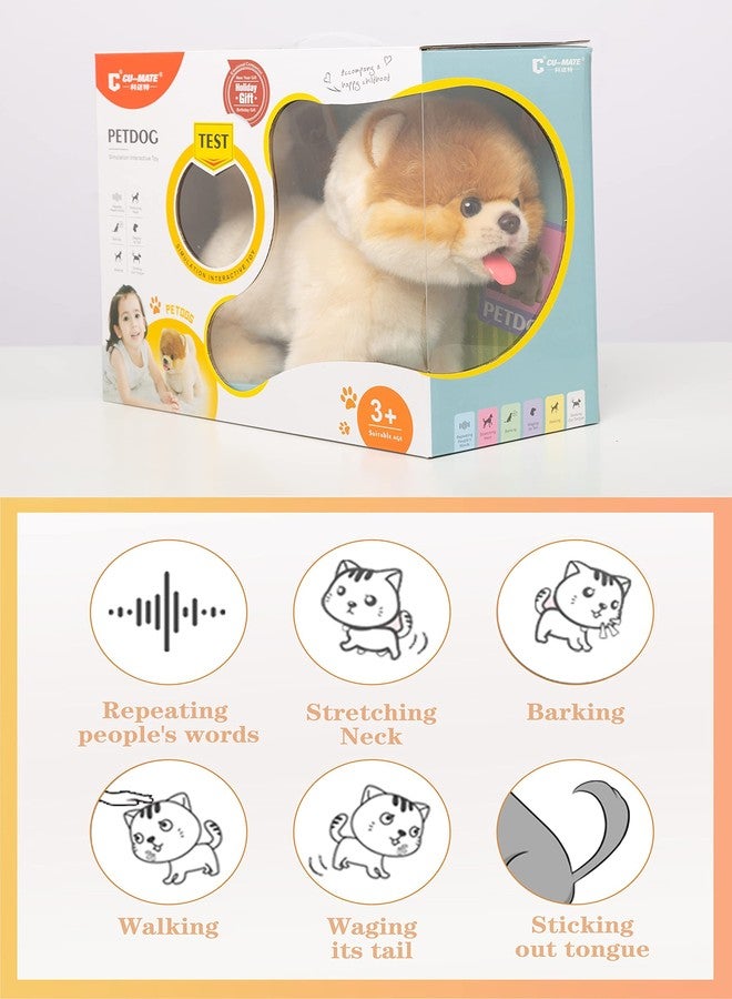 CU-MATE Interactive Dog Stuffed Animal Electronic Plush Pomeranian Simulation Puppy Realistic Toy Like-Real Robotic Nodding Barking Wagging Tail Present Pet for Toddler Boys - Image 2